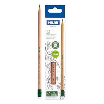 Tužky grafitové MILAN šestihranné 2,2 mm 12ks s gumou
