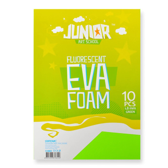 Dekorační pěna A4 EVA Fluo zelená 2,0 mm, sada 10 ks