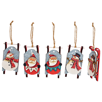 Dekorace - závěsná dřevěná, santa, sněhulák / 1ks