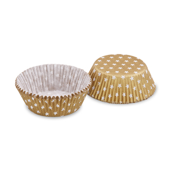 Cukr. košíčky zlaté s bílými hvězdičkami O 50 x 30 mm (40ks)