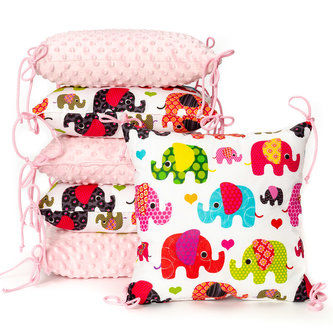 T-TOMI Polštářkový mantinel MINKY Pink elephant