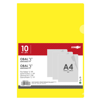 Obal zakládací "L" PP/A4, žlutý - sada 10 ks