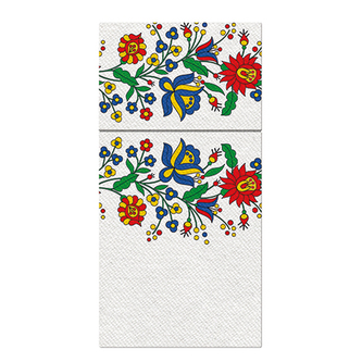 Kapsy na příbory PAW Airlaid 40x40cm Folk Flowers, 25 ks / bal