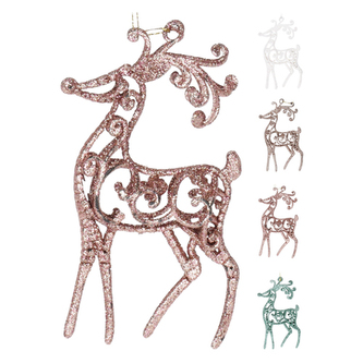 Dekorace závěsná - Jelen Glitter 16 cm, sada 2ks