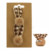 Dekorace - Ouška zajíčka na klipu 6x2x6 cm, sada 2 ks