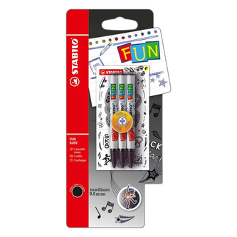 Náplň do kuličkového pera STABILO FUN 0,5mm / 3ks černá