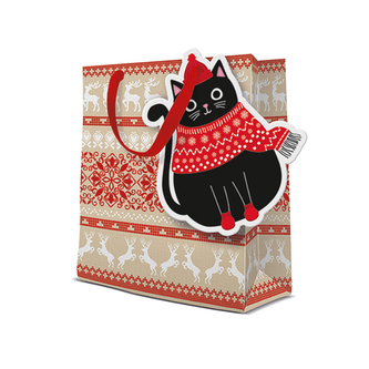 Dárková taška PAW Xmas Cat, medium - 20x25x10 cm