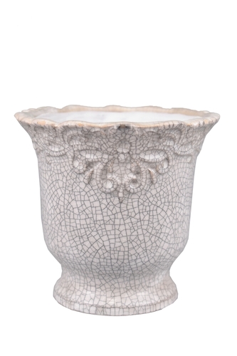 Keramický květináč Rustik béžový popraskaný 13x14 cm