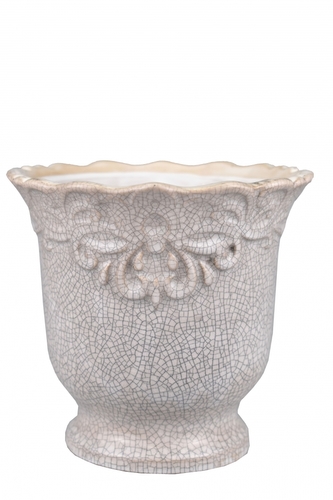 Keramický květináč Rustik béžový popraskaný 15x16 cm