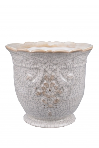 Keramický květináč Antik béžový popraskaný 15x16,5 cm