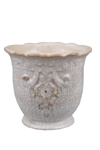 Keramický květináč Antik béžový popraskaný 12x13,5 cm