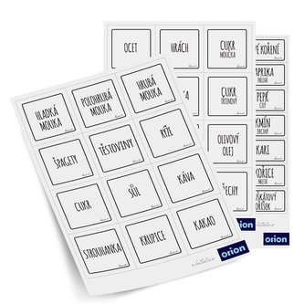 Samolepky na dózy 47ks bílá s popisem