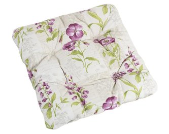 Sedák EMA prošívaný - fialky - 38x38 cm, prošívaný