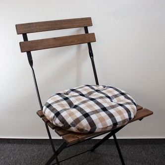 HOME ELEMENTS Podsedák prošívaný kulatý 40x40 cm kostičkovaný, Béžovo-černý