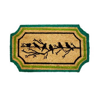 HOME ELEMENTS Rohož z kokosových vláken, ptáčci na větvi s lemem, 45x75 cm
