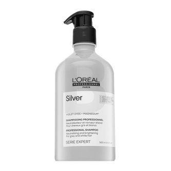 L´Oréal Professionnel Stříbrný šampon pro šedé a bílé vlasy Magnesium Silver (Neutralising Shampoo For Grey And White Hair) Objem 500 ml woman