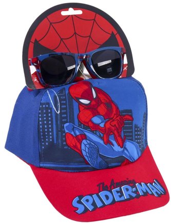 Dětská kšiltovka se slunečními brýlemi Marvel|Spiderman: v akci (obvod 53 cm) modrá polyester