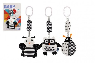 Zwierzątko grzechotka/zawieszka do łóżeczka/wózka pluszowe 30 cm czarno-białe - cena za 1 szt.