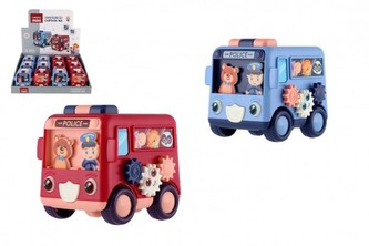 Autobus pro nejmenší plast 7x8cm na setrvačník 2 barvy 12ks v boxu