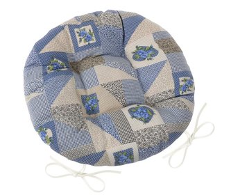 Sedák EMA kulatý prošívaný - patchwork modrý - průměr 40 cm
