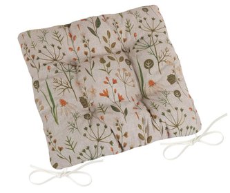 Sedák DITA prošívaný - větvičky na režné - béžová, zelená oranžová - 40x40 cm, prošívaný