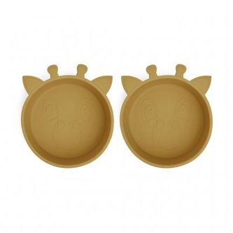 NUUROO Alex Silikonová miska 2 ks Giraf Dusty Yellow