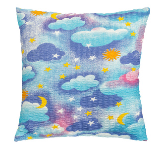 Povláček krepový - obloha - modrá, růžová - 40x40cm