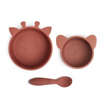 NUUROO Eddy Silikonový jídelní set Mahogany