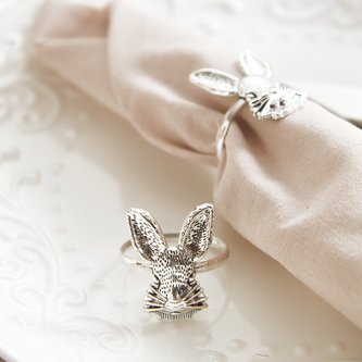 Kroužek na ubrousky | ANILLO | stříbrný zajíc | 2 ks | ES23 847009