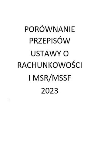 Porównanie przepisów ustawy o rachunkowości i MSR/MSSF 2023