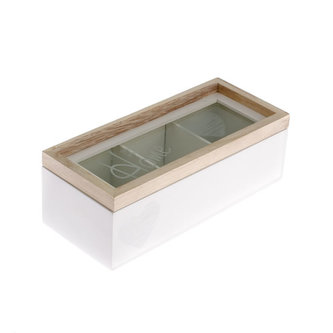 Dřevěná krabička na čaj se 3 přihrádkami