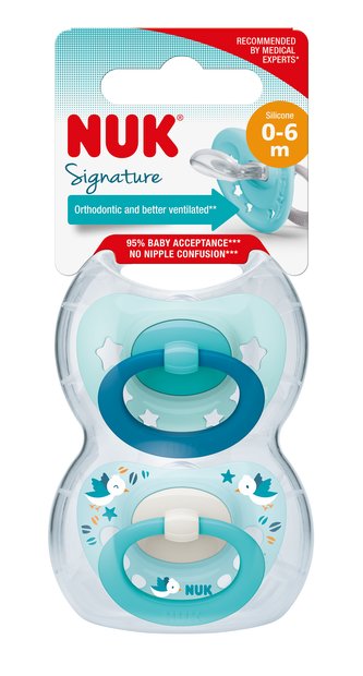 NUK Signature dudlík 0-6 m mix barev 2 ks