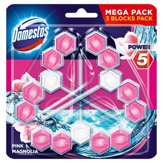 Domestos Power 5 WC blok s vůní růžové magnólie 3 x 55 g