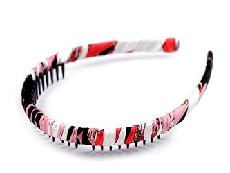 Čelenka do vlasů s hřebínkem růžovo-černá 1 ks