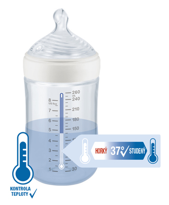 NUK Nature Sense láhev s kontrolou teploty bílá 260 ml