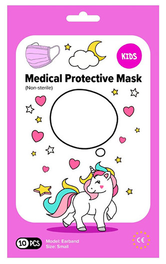 Rouška 3vrstvá jednorázová s gumičkou, růžová 10 ks