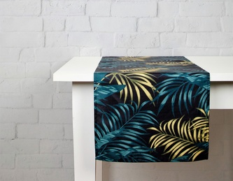 Ubrus - běhoun na stůl LEAVES 40x140 cm černá ESSEX