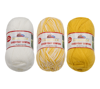 Příze HiMALAYA EVERYDAY SENFONi - žlutá, bílá - 100g / 196 m - balení 3 x 100g