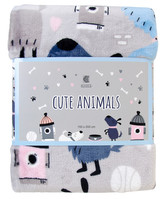 Deka z mikrovlákna CUTE ANIMALS tmavě šedá PEJSEK 150x200 cm Essex