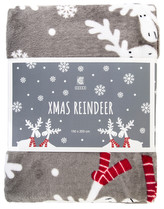 Deka z mikrovlákna XMAS REINDEER tmavě šedá 150x200 cm Essex