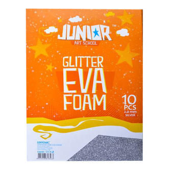 Dekorační pěna A4 EVA 10 ks stříbrná tloušťka 2,0 mm glitter
