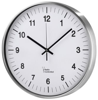 HAMA nástěnné hodiny AG-340/ průměr 34 cm/ řízené rádiovým signálem/ 1x AA baterie/ stříbrné