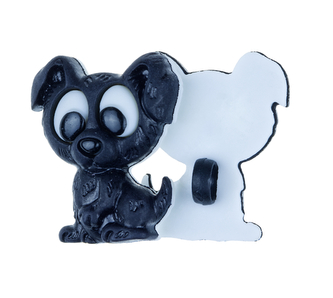 Knoflík - balení po 2ks - pejsek černý - cca 16x20 mm