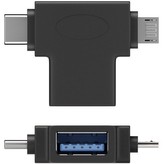 PremiumCord Adaptér USB A na USB 3.1 C  a microUSB černý