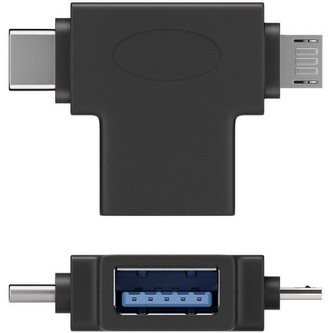 PremiumCord Adaptér USB A na USB 3.1 C  a microUSB černý