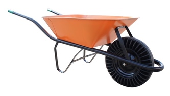 Kolečko stavební 60 l plné kolo oranžové