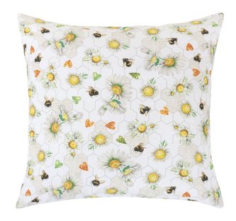 Polštářek EMA - velikonoční motiv - kytičky a včelky - 45x45 cm