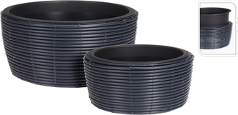 Květináče z umělého ratanu sada 2 ks, černá