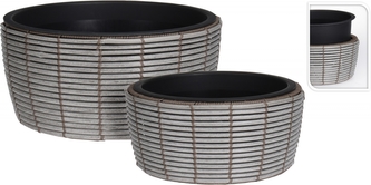 Květináče z umělého ratanu sada 2 ks, šedá
