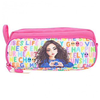 Textilní penál Top Model, S barevnými nápisy, Miju